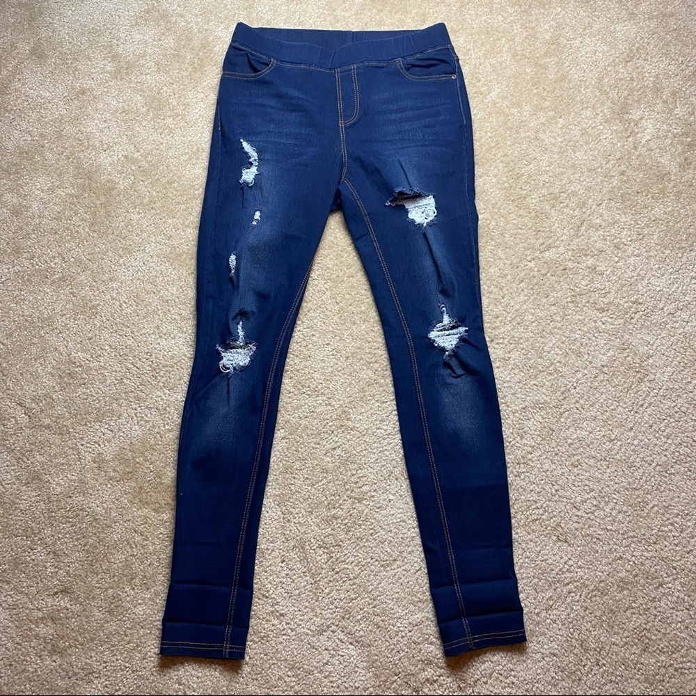 Jvini Women’s Distressed Jean Leggings Size Medium